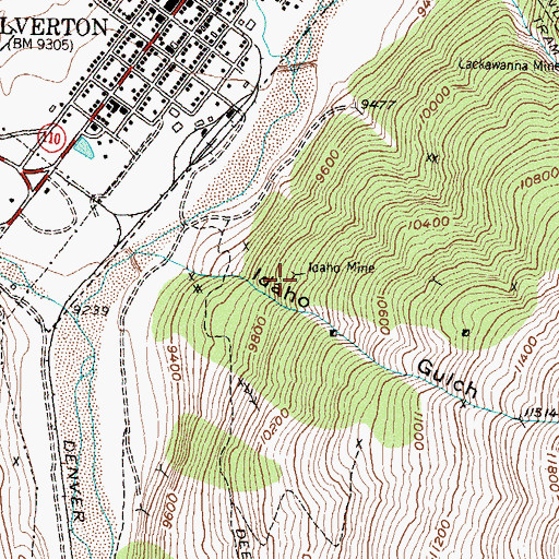 Topographic Map of Idaho Mine, CO