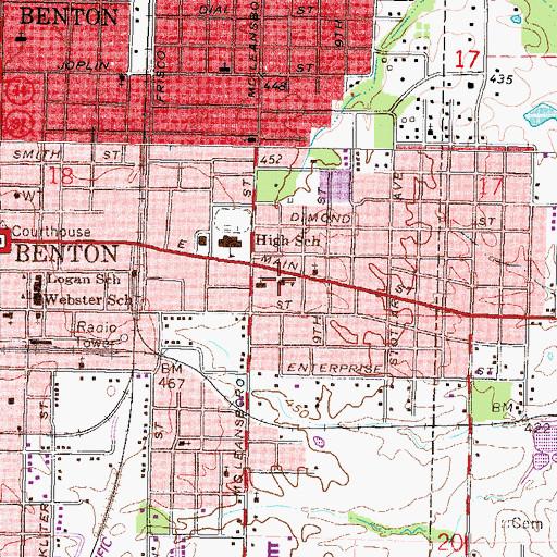 Topographic Map of Douglas Public School (historical), IL