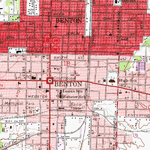 Topographic Map of Franklin County Jail, IL