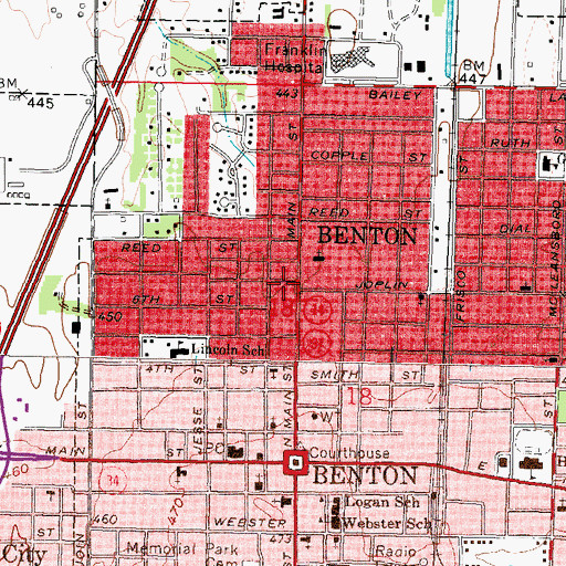 Topographic Map of Moore Hospital (historical), IL
