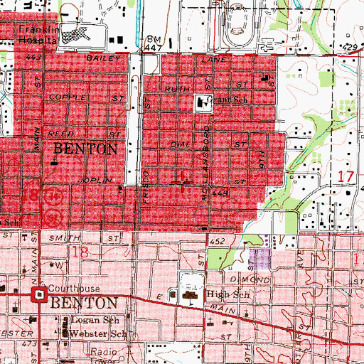 Topographic Map of North Benton Missionary Baptist Church, IL