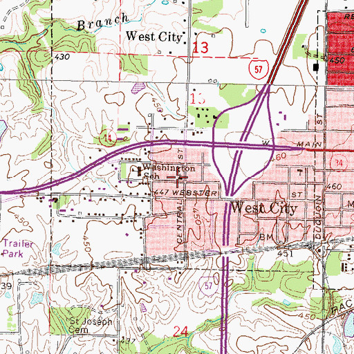 Topographic Map of Trinity Baptist Church, IL