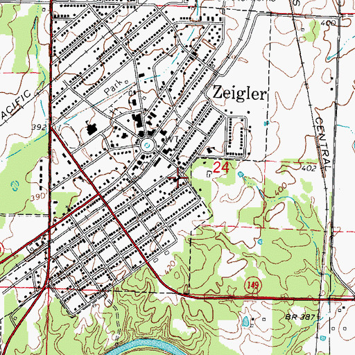 Topographic Map of First Baptist Church, IL