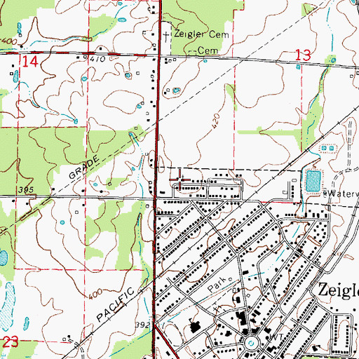 Topographic Map of New Beginnings Free Will Baptist Church, IL