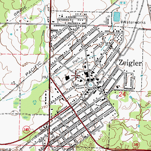 Topographic Map of Zeigler Christian Church, IL
