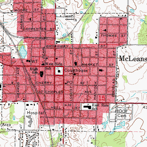 Topographic Map of First Christian Church, IL