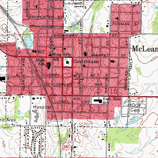 Topographic Map of McLeansboro Hospital (historical), IL