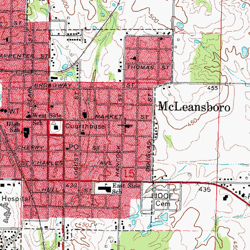 Topographic Map of Saint Clements Roman Catholic Church, IL