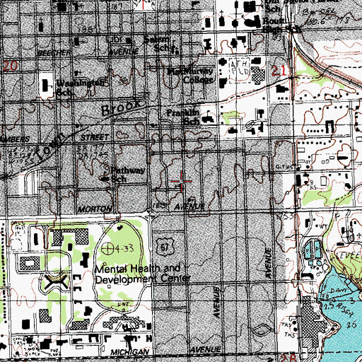 Topographic Map of Brooklyn United Methodist Church, IL