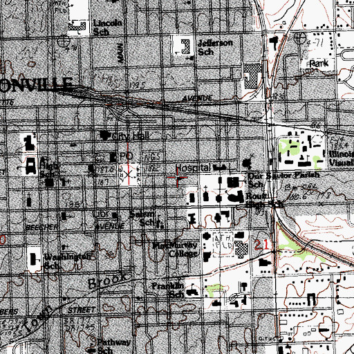 Topographic Map of Centenary United Methodist Church, IL