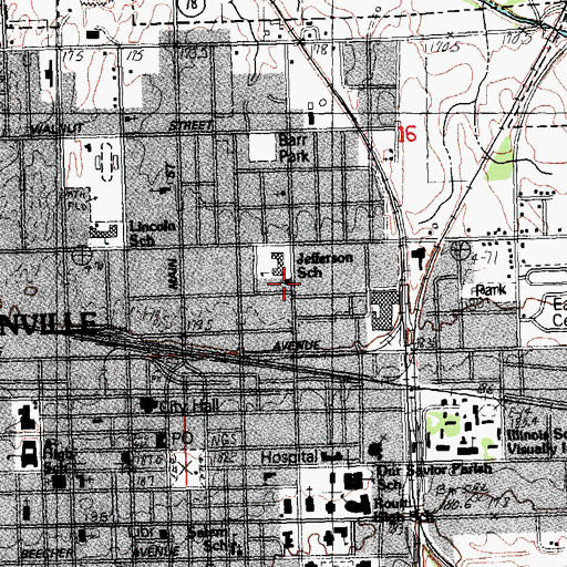 Topographic Map of First Christian Church, IL