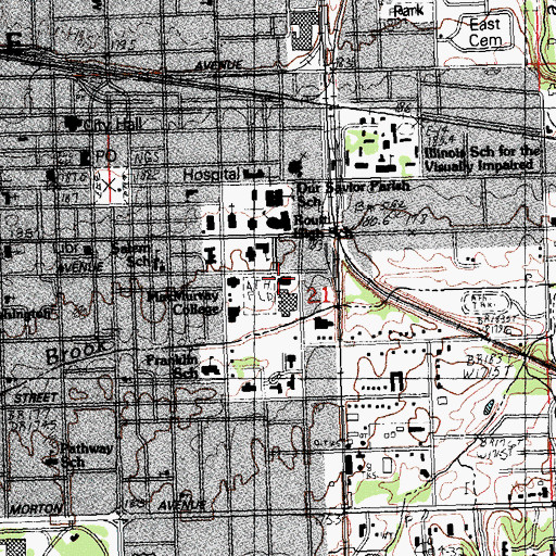 Topographic Map of Irma Latzer Gamble Center, IL