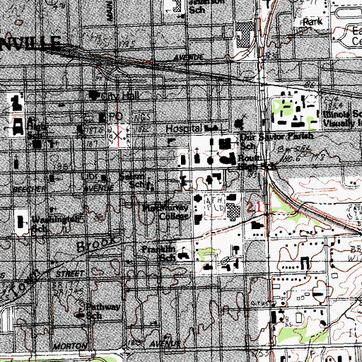 Topographic Map of Jane Hall, IL