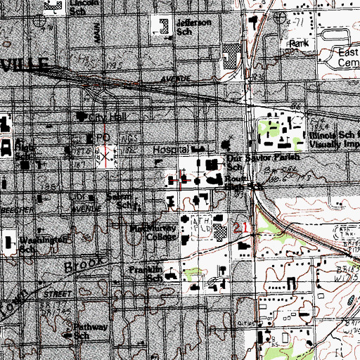 Topographic Map of MacMurray Chapel, IL
