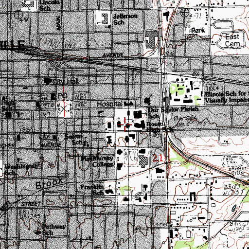 Topographic Map of McClelland Hall, IL