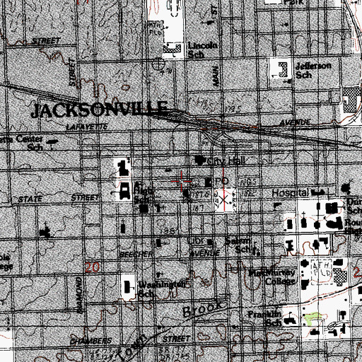 Topographic Map of Morgan County Jail, IL