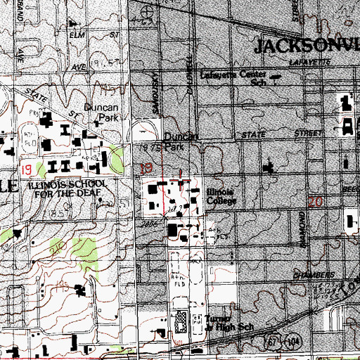 Topographic Map of Tanner Library, IL