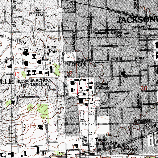 Topographic Map of Whipple Hall, IL