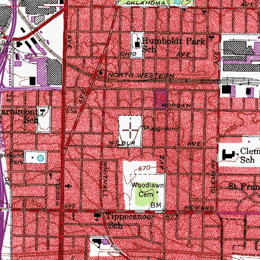 Topographic Map of Adams Play Field, WI