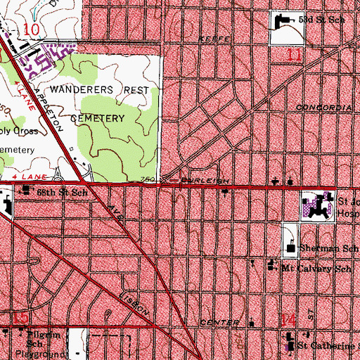 Topographic Map of Agudas Achim Temple, WI