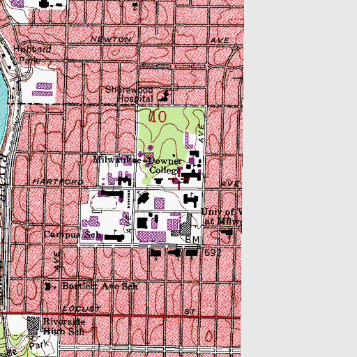 Topographic Map of Albert Memorial Hall, WI