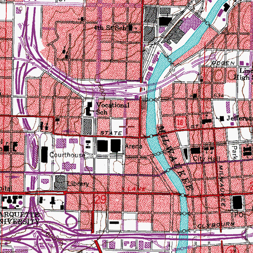 Topographic Map of American Turners Hall, WI