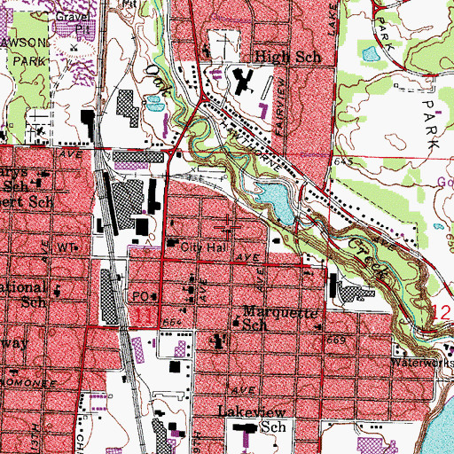 Topographic Map of Assemlby of God Church, WI