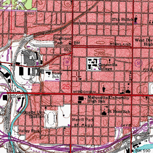 Topographic Map of Badger Home for the Aged, WI