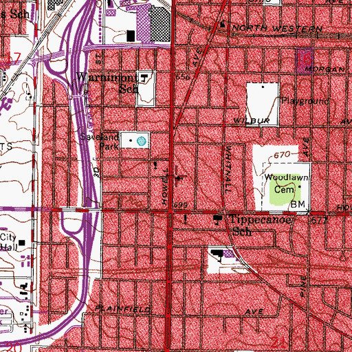 Topographic Map of Bay View Baptist Church, WI