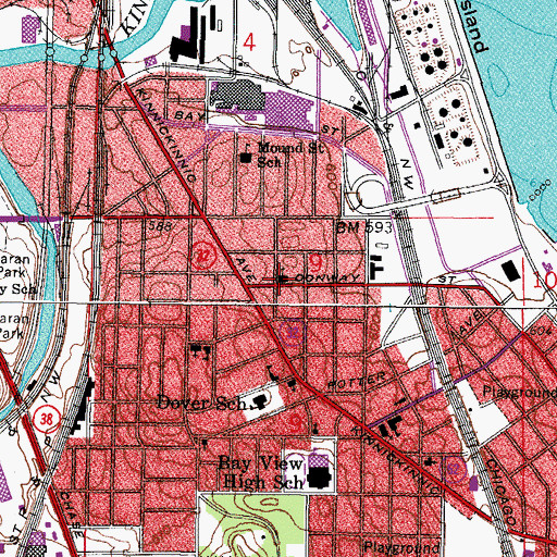 Topographic Map of Bay View Assembly of God Church, WI