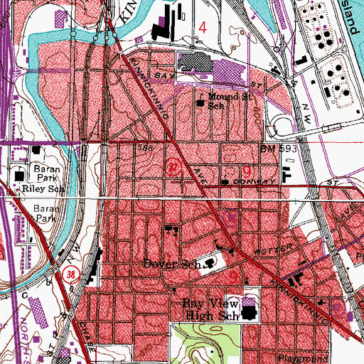 Topographic Map of Bayview Station Milwaukee Post Office, WI