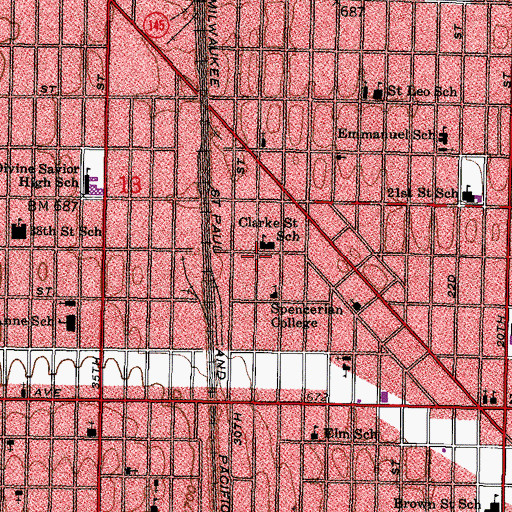 Topographic Map of Bennett Girls Dormitory, WI