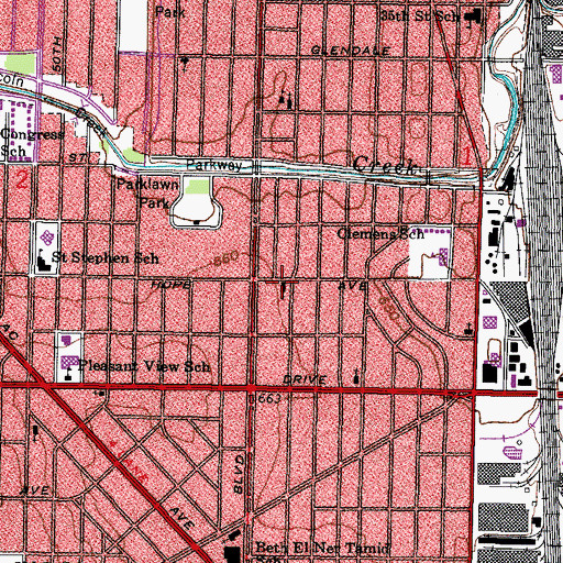 Topographic Map of Bethany Baptist Church, WI