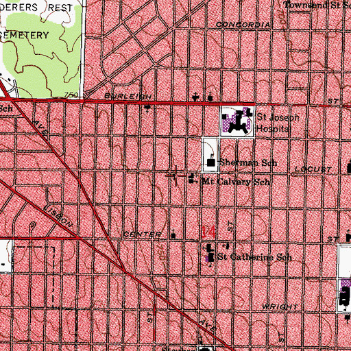 Topographic Map of Bethany United Church of Christ, WI