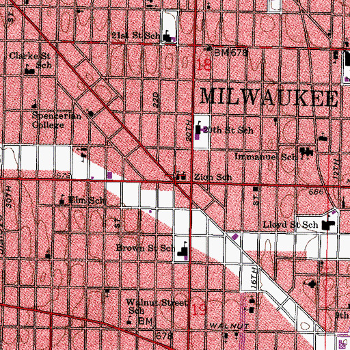 Topographic Map of Bethel Baptist Church, WI