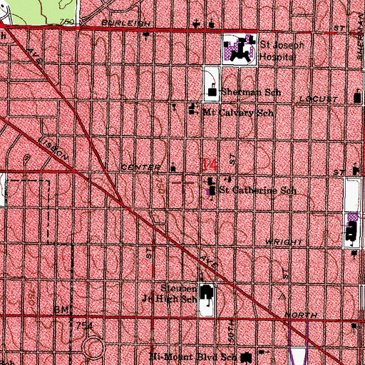 Topographic Map of Bethel German Baptist Church, WI