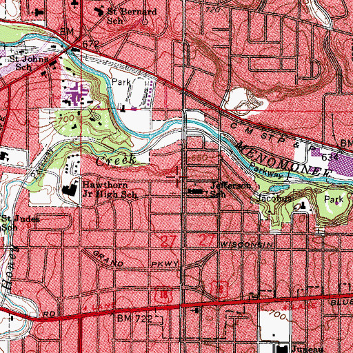 Topographic Map of Bethel Tabernacle, WI