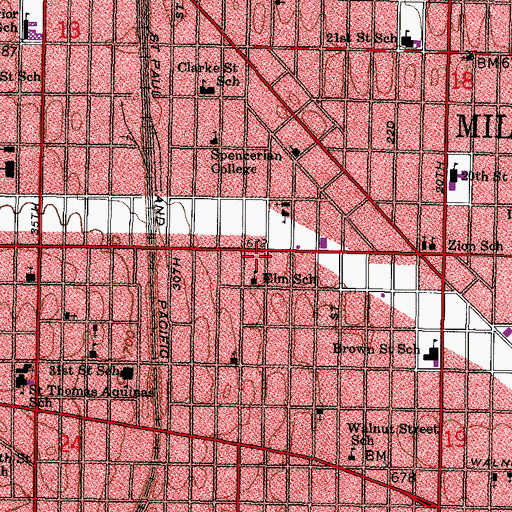Topographic Map of Bethesda Church of God in Christ, WI