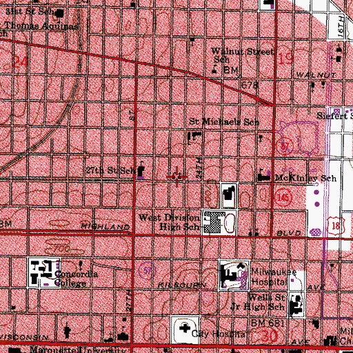 Topographic Map of Bethlehem Evangelical Lutheran Church, WI