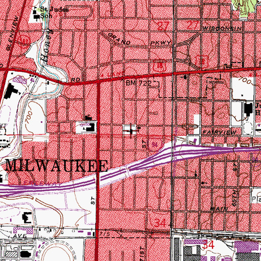 Topographic Map of Blaine Public School, WI