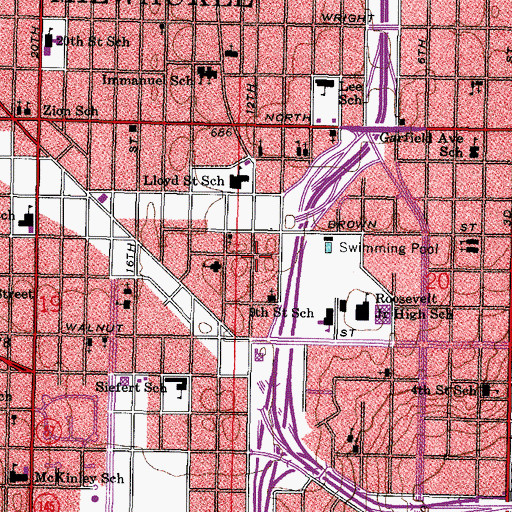 Topographic Map of Bohemian Hall, WI