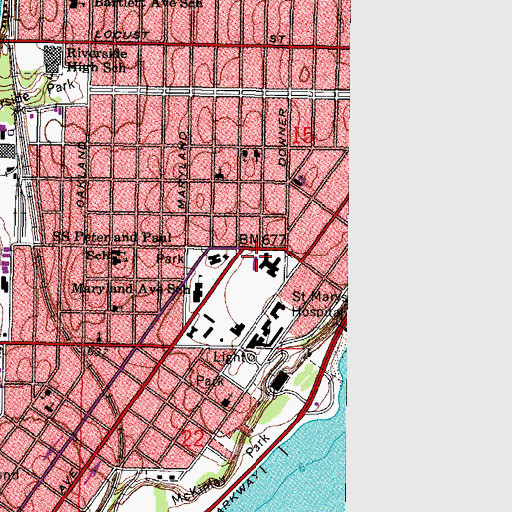 Topographic Map of Bradford Terrace, WI