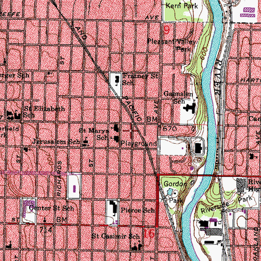 Topographic Map of Bremen Street Playground, WI