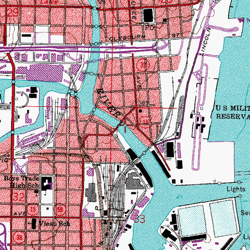 Topographic Map of Broadway Terminal Building, WI