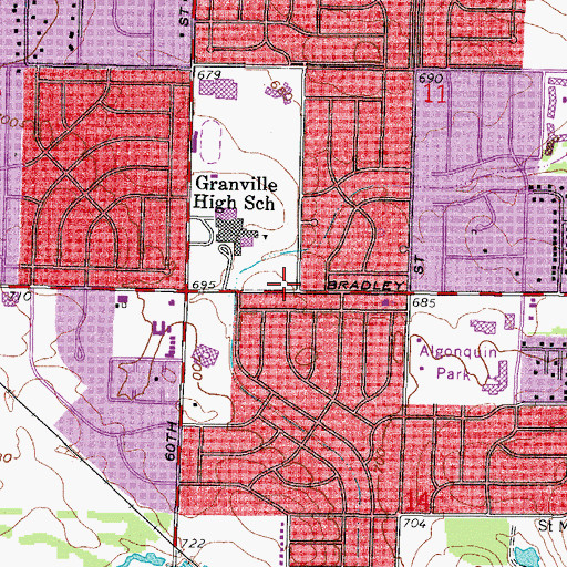 Topographic Map of Brown Deer Public Library, WI