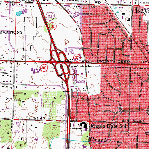 Topographic Map of Riverpoint Village Shopping Center, WI