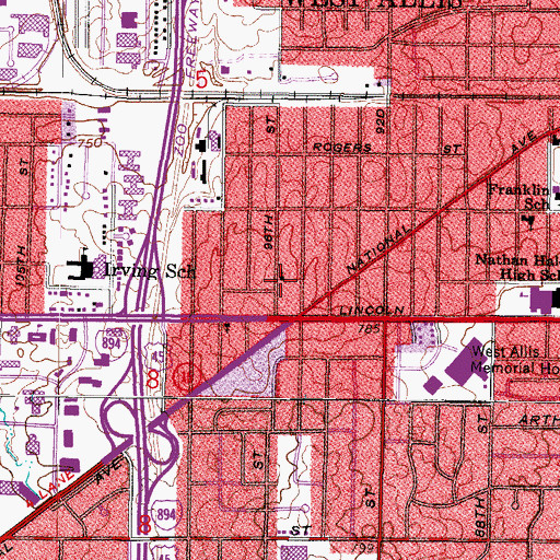 Topographic Map of Calvary Bible Church, WI