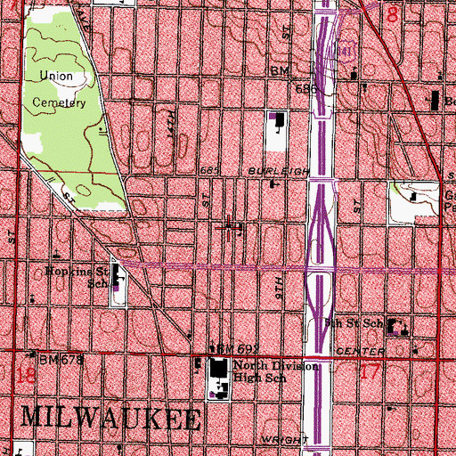 Topographic Map of Canaan Baptist Church, WI