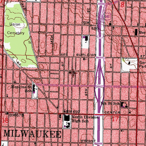 Topographic Map of Canaan Baptist Church Education Building, WI
