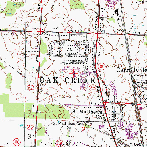 Topographic Map of Carollton Elementary School, WI